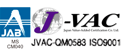 ISO9001認証登録・登録証番号JVAC-QM0583